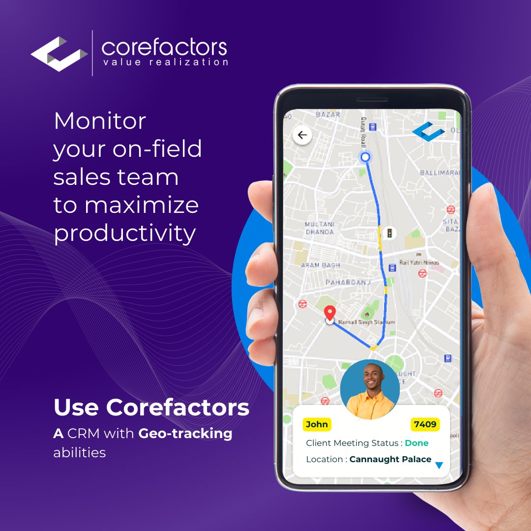 AICorefactors's tweet photo. Keep an eye on your on-field #salesteam without leaving your desk.
@AICorefactors provides #geotracking that not only helps monitor #productivity but also doubles as an attendance management system.
Try it today 👇
https://t.co/AOYTnLlMez
#attendance #crm #features #RevOps https://t.co/vp2EBy8UiC