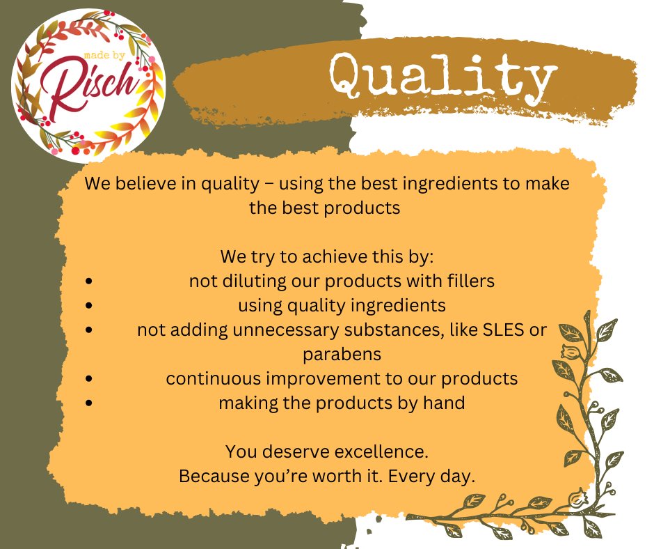 madebyrisch's tweet photo. Made by Risch is a home-grown, family owned, hand made business and we take great pride in our products. Our vision:

"To live in a world where nobody is limited by something that can be solved with a cream."

Today's mission statement: Quality https://t.co/jTNEVdGtpM