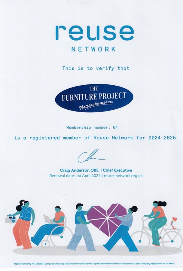 Proud to part of the <a href="/reuse_network/">Reuse Network</a>  Working together to reduce poverty, tackle waste and help the most isolated individuals in our society.