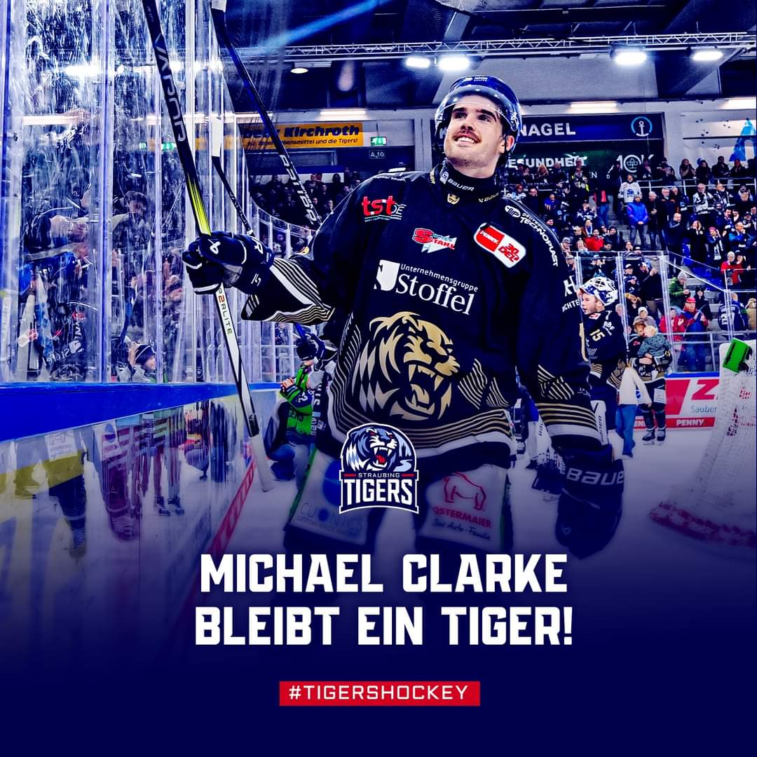 🔜 Season 2 am #Pulverturm! 

Michael Clarke bleibt ein Tiger! 🐯💙🤍

#tigershockey #straubing #pennydel