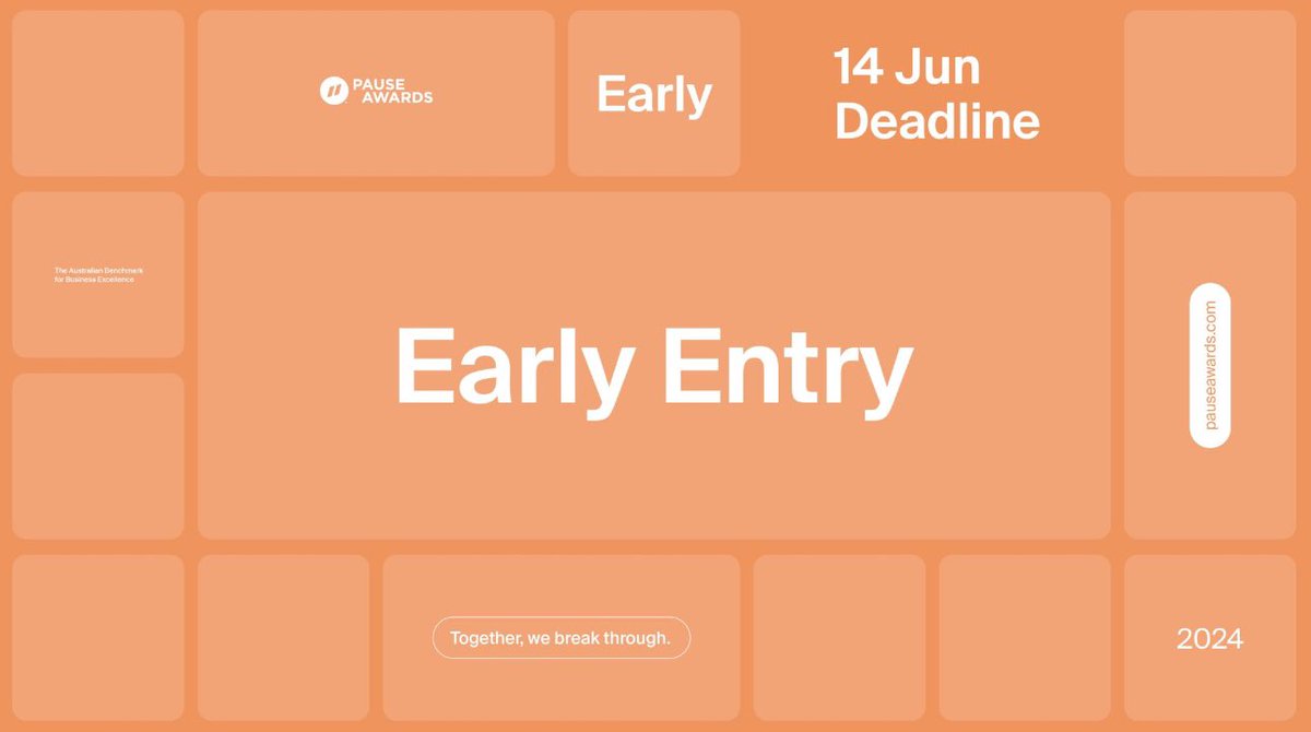 <a href="/PauseAwards/">Pause Awards</a> 2024 Early Entry Deadline is this Friday, 14 June at midnight AEST.
Register and save $50 per category, write, edit and submit by final deadline on 30 Aug. 

Enter now: pauseawards.com/enter/

#impact #business #awards #enter #innovation