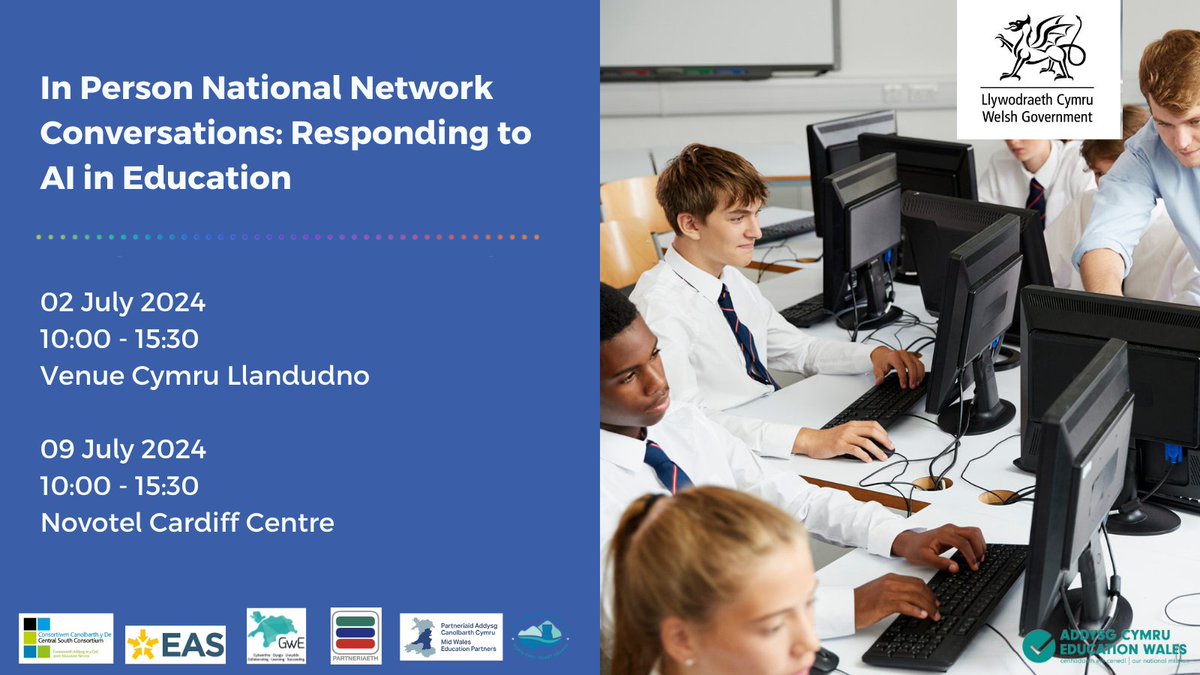 This #CurriculumForWales National Network conversation will give you the opportunity to contribute, share your thoughts and discuss the implications of Artificial Intelligence (AI) for education in Wales.

Register here: freshwater.eventscase.com/EN/AI_in_Educa…

@PartneriaethREC
@GwEGogleddCymru