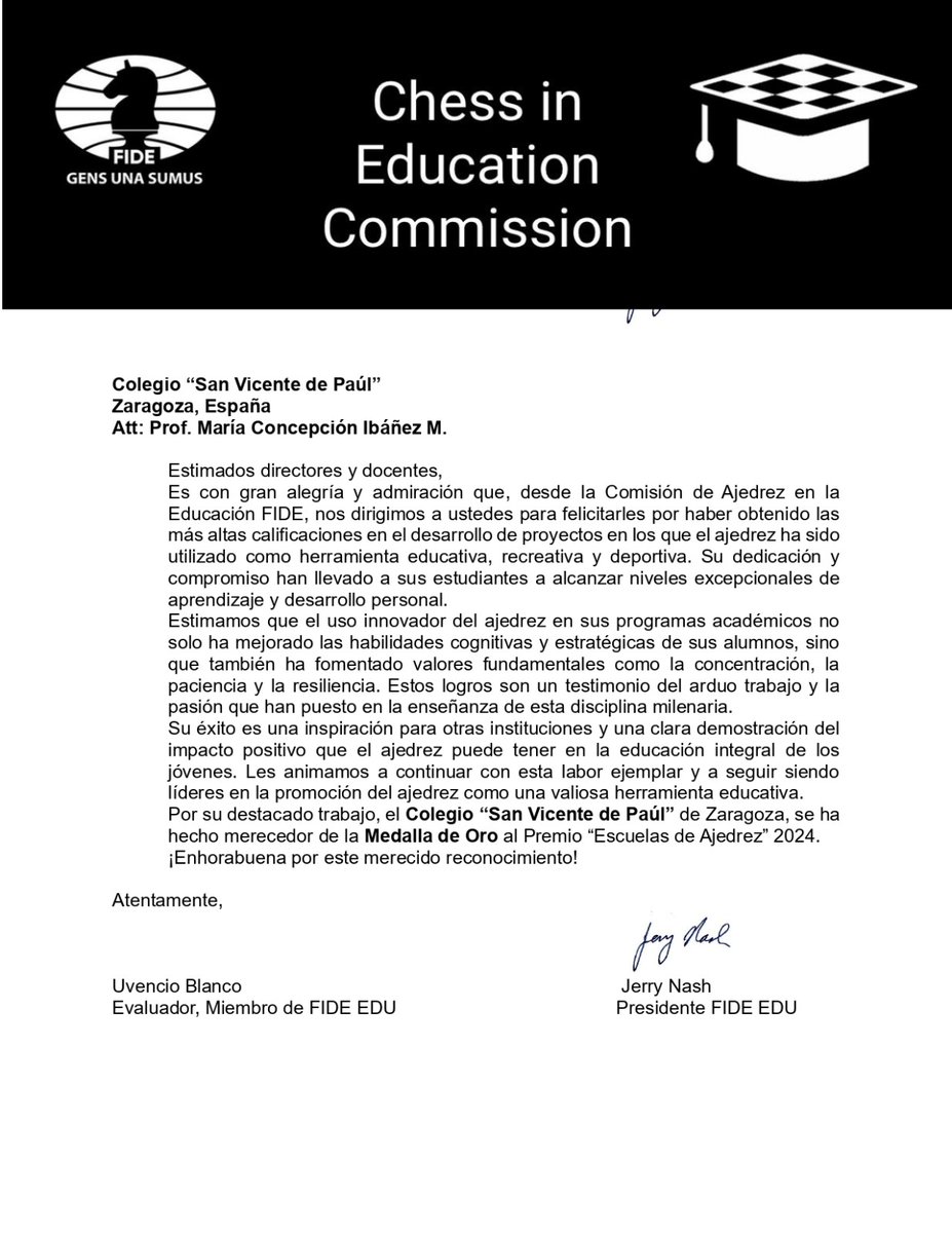 paulaszaragoza's tweet photo. En @paulaszaragoza estamos de enhorabuena.Hemos conseguido el máximo reconocimiento internacional que otorga @FIDE_chess a los centros educativos que impulsan el #ajedrez en sus aulas. @EVHijasCaridadE
#TESELA
#ColegiosHHCC
#EducaciónVicenciana
#SaberMásParaVivirMejor https://t.co/r8556ffMyz