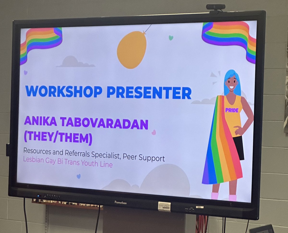 silvana_cyc's tweet photo. Thank you Anika @LGBTYouthLine for joining our @tdsb_DSS 2nd Annual GSA Conference today. Your presentation outlining hands-on tips & tricks of active listening & reflecting on our identities & how they connect us to each other was informative.#CommunityPartnersMatter https://t.co/2ebNQo04zG