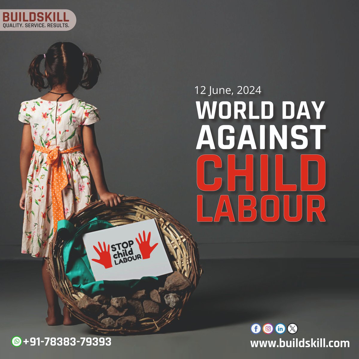 On #WorldDayAgainstChildLabour, Let's strive to create a future where no child is forced into labour and every child enjoys their right to education and a bright future.  #WorldDayAgainstChildLabour #EndChildLabour #ResponsibleCitizen #Buildskilltools #handtools #powertools