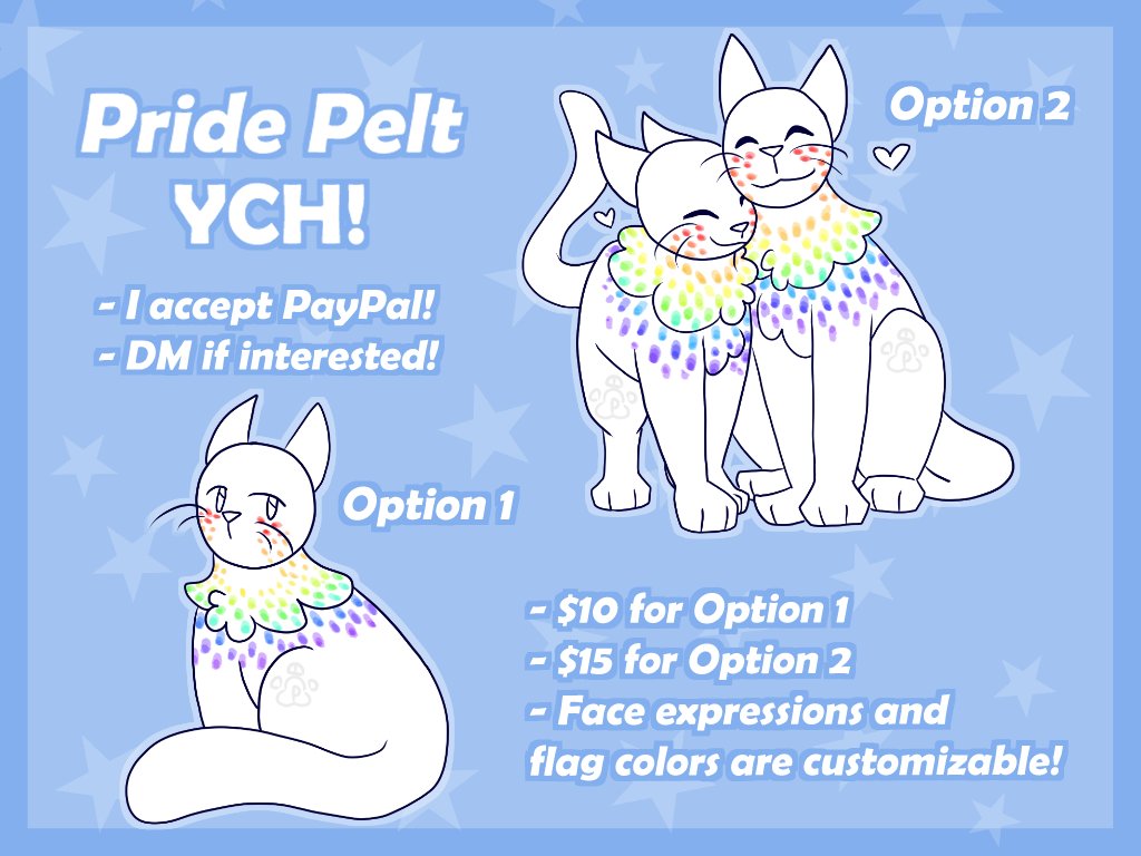 PuppetP38803's tweet photo. β¨π³οΈβπPRIDE PELT YCH!!!π³οΈβπβ¨
I accept any species and have unlimited slots!
DM me if you want to claim one!!
#ych #ychcommission #warrorcats #lgbt https://t.co/NcoddV4ZOc