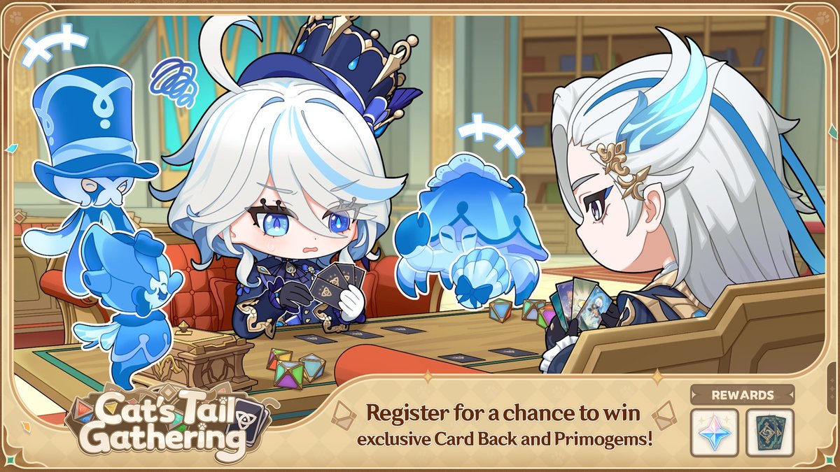 AstraCarnival's tweet photo. Cat's Tail Gathering S4 Tournament 2024 Now Open for Registration!
Register to enter the tournament for a chance to win Primogems and event-exclusive card backs~

More Details >>>https://t.co/1CnADFQuPo

#GenshinImpact https://t.co/T4MPd8k56k