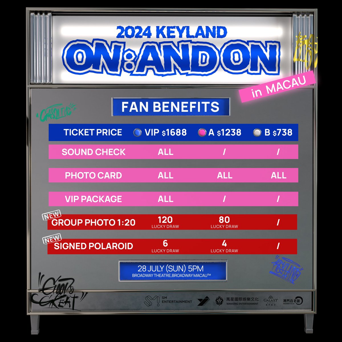 [2024 KEYLAND ON : AND ON ASIA TOUR in MACAU]

Good News📢
福利增加啦！🆕
祝大家都運氣🆙🆙抽到想要的福利！

#KEY #키
#SHINee #샤이니
#2024KEYLAND #ONANDON
#KEYLANDASIATOUR #KEYLANDTOUR
#2024KEYLANDinMACAU
#WANXING
#yjpartners