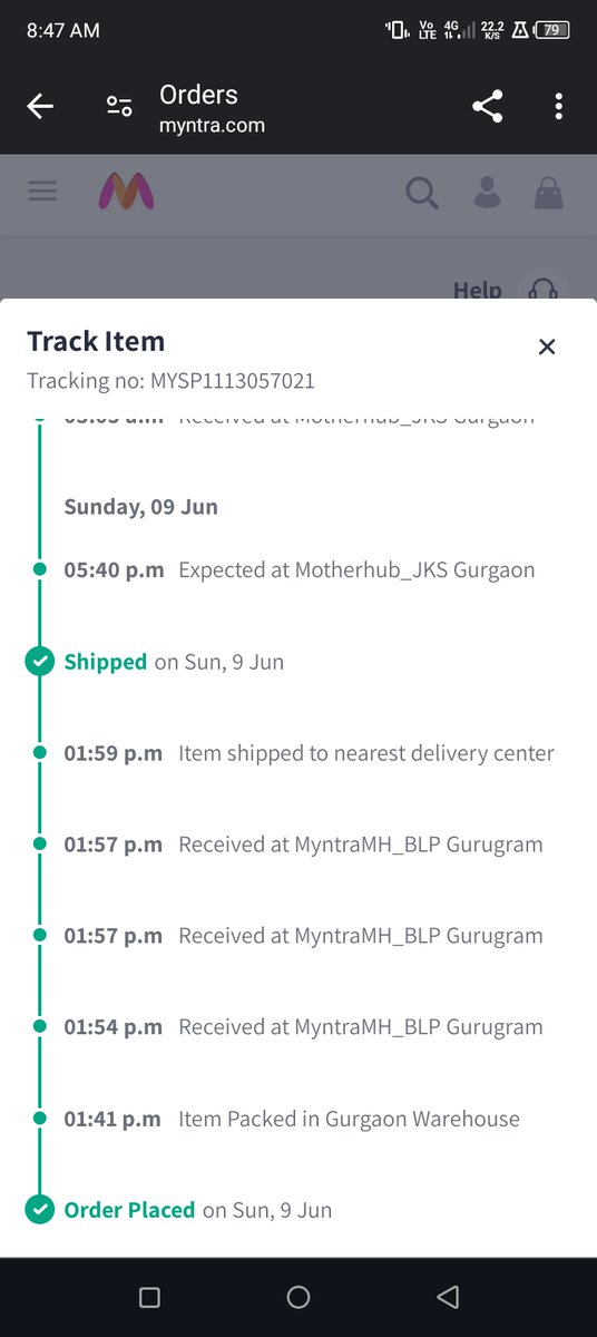 34288Kiran's tweet photo. @MyntraSupport @myntra   Order ID # 1269794 04682780749203 supposed to be express delivered on 11th but not .it reached gurgaon on 10 tha nd lalkuan on 11th morning but now on 12th it is agn expected 2 reach gurgaon how? Wt is ds way to fool us by false trkng https://t.co/iP8VoMUcQL