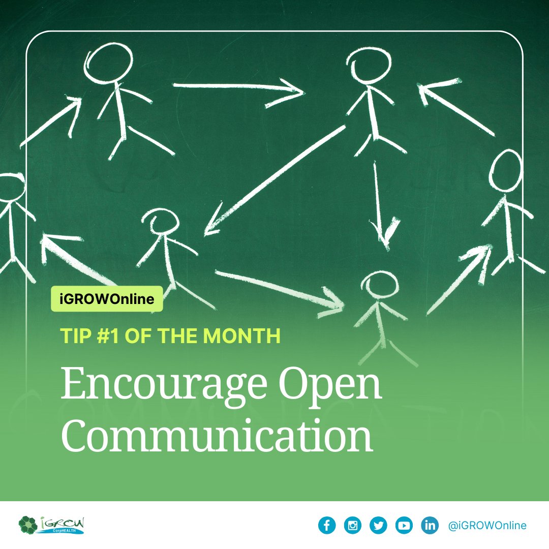 iGROWOnline's tweet photo. Tip of the Month #1: Foster a Culture of Open Communication in Your Workplace 💬👥

Encouraging open communication within the workplace is PARAMOUNT to fostering a supportive and inclusive environment where employees feel VALUED and HEARD.

#iGROWOnline https://t.co/WZRjsdA0ME