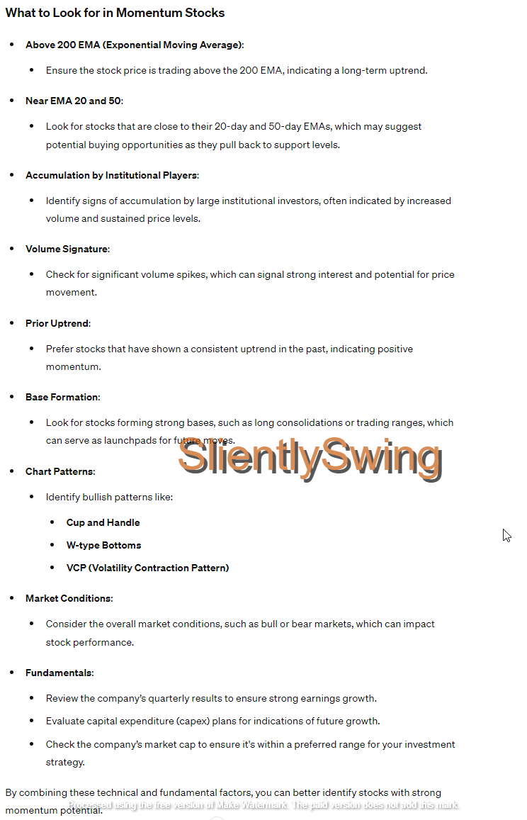 SilentlySwing's tweet photo. These scanners an idea to find good momentum stocks. Its all about probability, there is NO magic wand for 100% accuracy. All scanners in X thread. Follow Fundamental as well
#chartink #SilentlySwing #swingtrading #stocksSelection #breakoutStocks #trading #stockmarket #investing https://t.co/bDvqFeHbpc