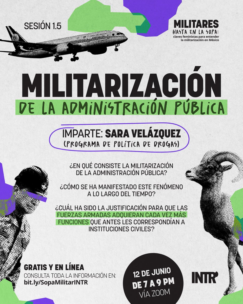 ¡Es día de taller! Hoy nos acompañará Sara Velázquez, del <a href="/PPD_AC/">PPD_AC</a>, para hablar sobre la militarización de la administración pública. ¿Por qué los militares participan en actividades como la conservación del borrego cimarrón? ¡Averigüémoslo!  
👉 Anótate: bit.ly/SopaMilitarINTR