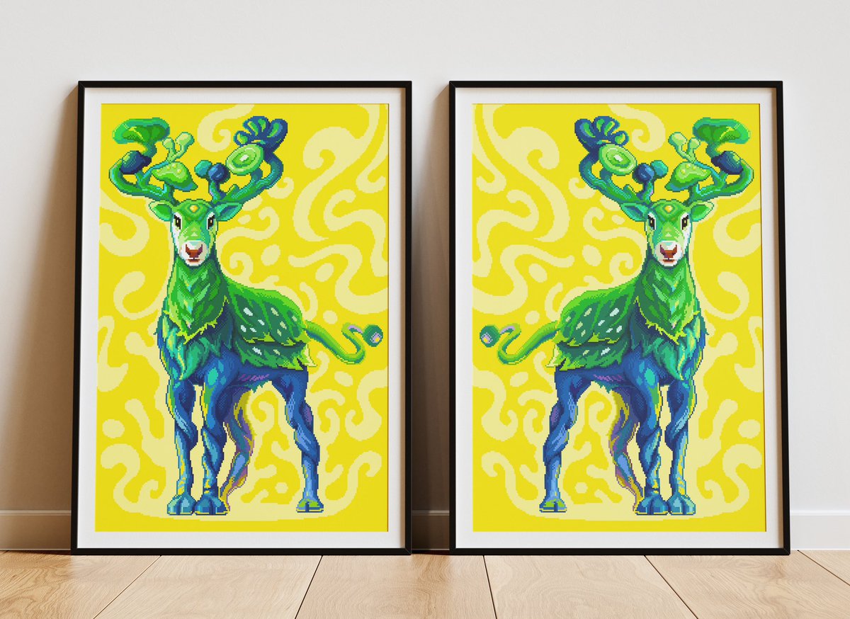 MonkeyG3301's tweet photo. Feel the gaze of nature 🖼️

#pixelart  #dreamland
#fantasy  #reindeer https://t.co/ksxMOMxw5l