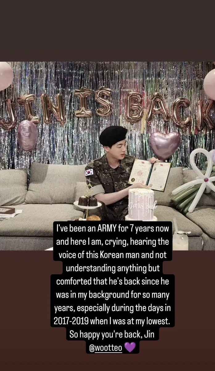 I'm glad you are back, Kim Seokjin <a href="/bts_bighit/">BTS_official</a>