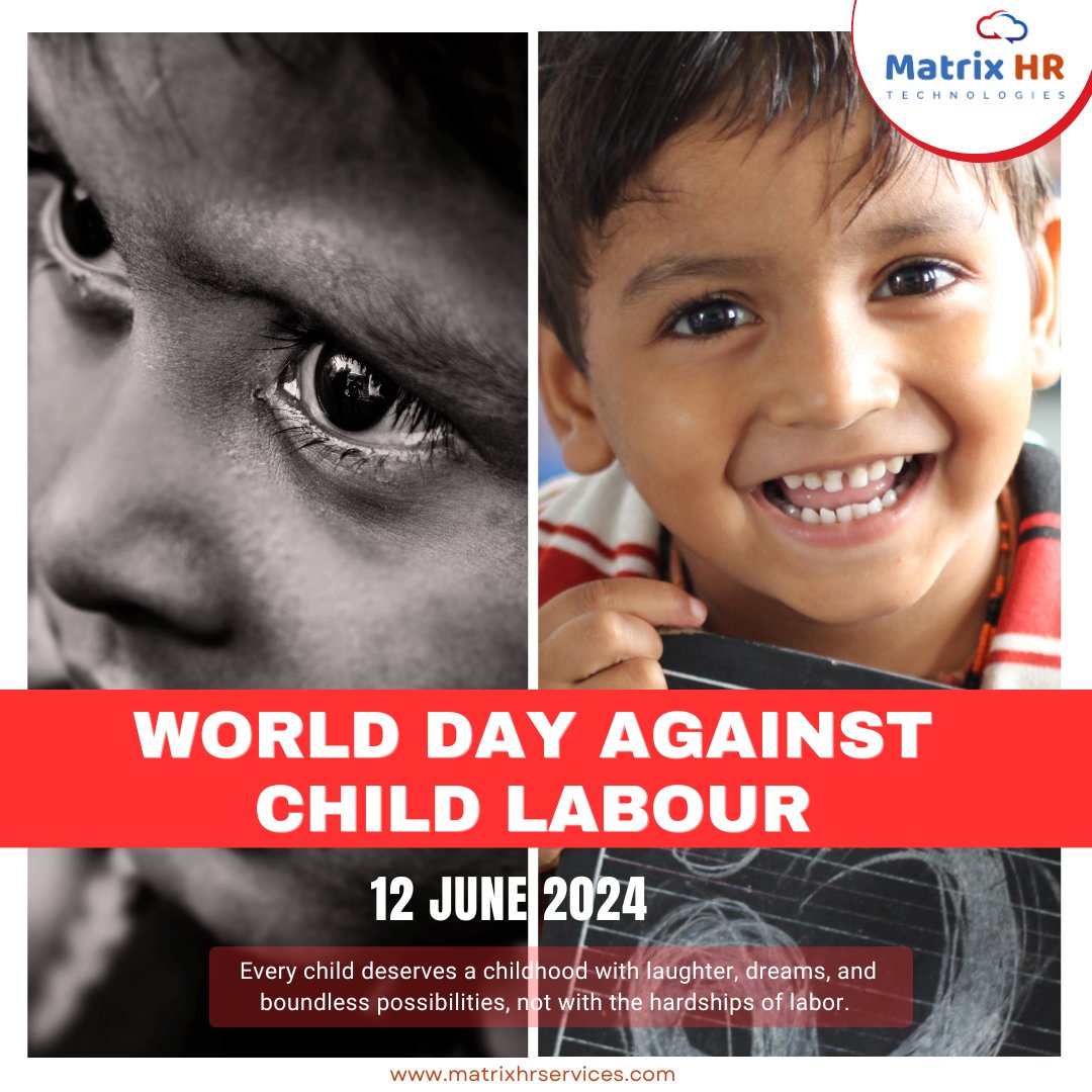 MatrixHRService's tweet photo. World Day Against Child Labour 2024
Every child deserves to Dream, Learn, and Grow. Let's work together to ensure that no child's future is sacrificed to labor.
#EndChildLabour
#WorldDayAgainstChildLabour
#matrixhrtechnologies
https://t.co/gqukHtjPFi https://t.co/DCMMUMmwx6