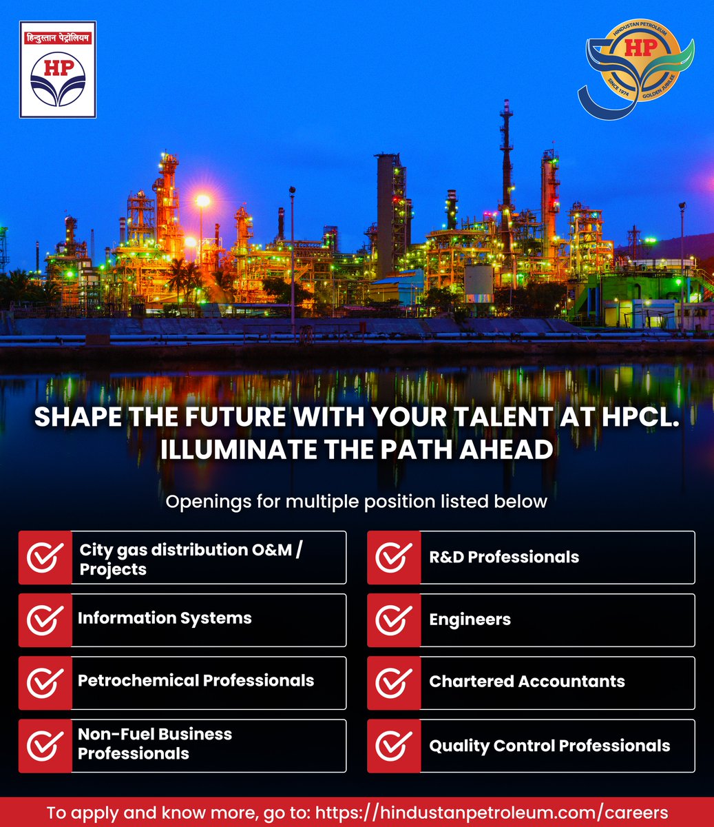 HPCL's tweet image. HPCL is Hiring! Explore a Range of Exciting Job Openings Today!

#JoinHPCL #CareerOpportunities #HPCLJobs #NowHiring #UnlockYourPotential