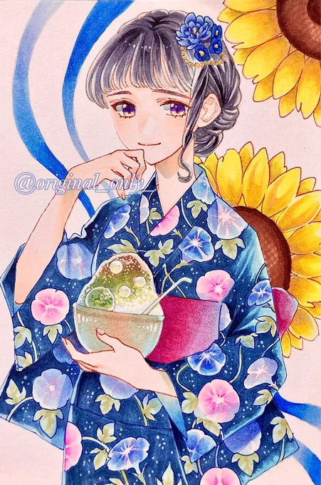 #暑いのでひやっとする絵を貼る #最近フォローした人は知らない過去絵を晒す 暑いとかき氷が食べたくなりますね
