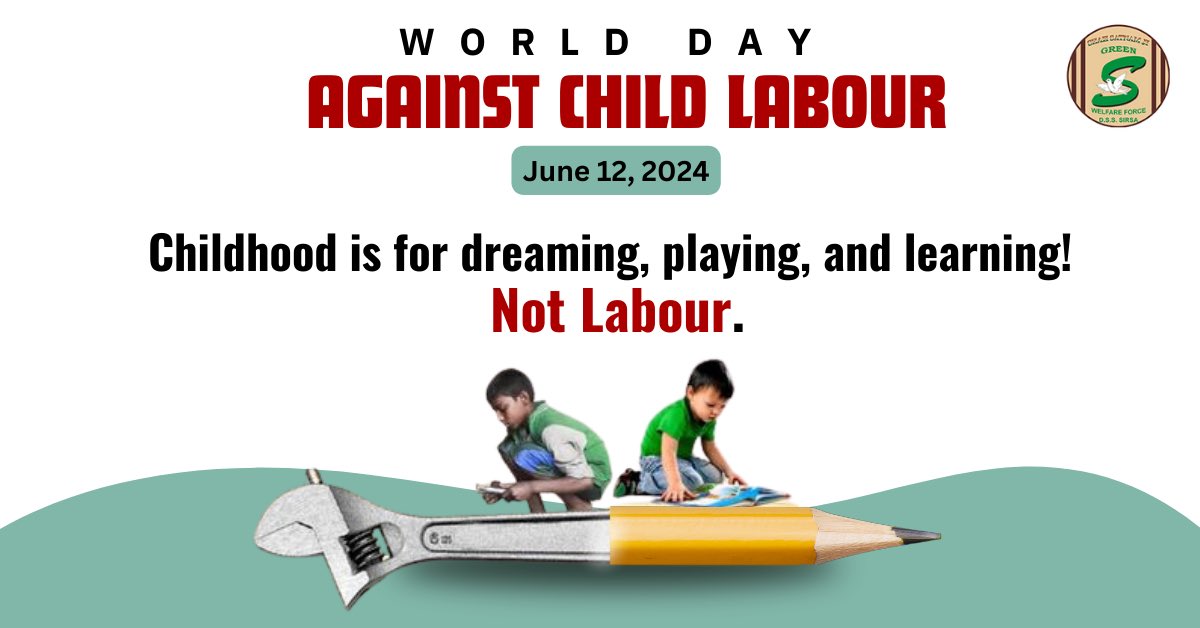 GreenSwelfares's tweet photo. Child labour is a crime against humanity. 
It robs the children of their childhood, dreams and joys, and hinders nations and the world in achieving a progressive future. 
Today, let's stand together to stop this inhumane social evil, once and for all. #StopChildLabour #WorldDayAgainstChildLabour