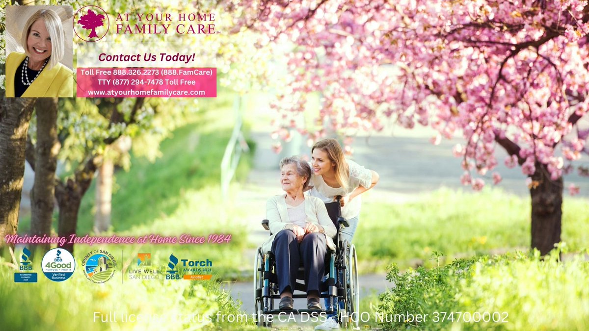 AYHFamilycare's tweet photo. Living your best life independently!

Call At Your Home Familycare today!

#livingyourbestlife #yourlifeyourway #maintainindependence #inhomecaresandiego #atyourhomefamilycare #eldercare
#disabilitycare #developmentaldisibilitycare #Laurieedwardstate
#VeteranCare https://t.co/4PUfuVSk4H
