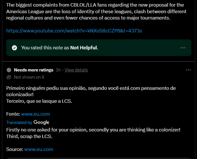 MoleculeLOL's tweet image. LS getting his ass handed to him in the community notes voting, doing my work voting all of them as Not Helpful

#colonizer