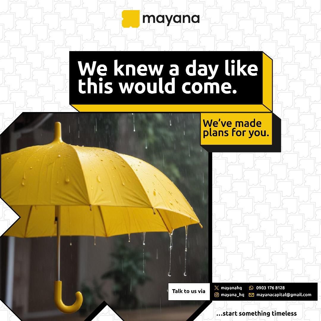 mayanahq's tweet photo. Rainy days will come.☔️ But we’ve made plans for you.  
Get ready for anything with our personalized investment plans. Reach out to us to learn more and start building your financial security today! https://t.co/AZ7N9a1X9m