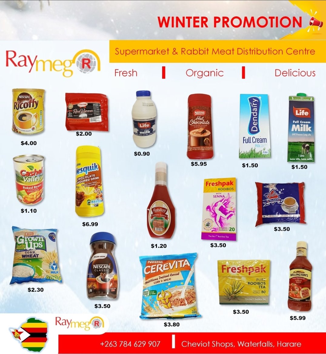 RaymegMeat's tweet photo. Our Winter Promotion is in full swing! Visit Raymeg Supermarket and Rabbit Meat Distribution Centre for all your quality and affordable groceries. We also stock rabbit meat and rabbit meat related products 😄. 
#affordable #ovenfresh #farmfresh #raymegrabbit https://t.co/idu48zlDnB