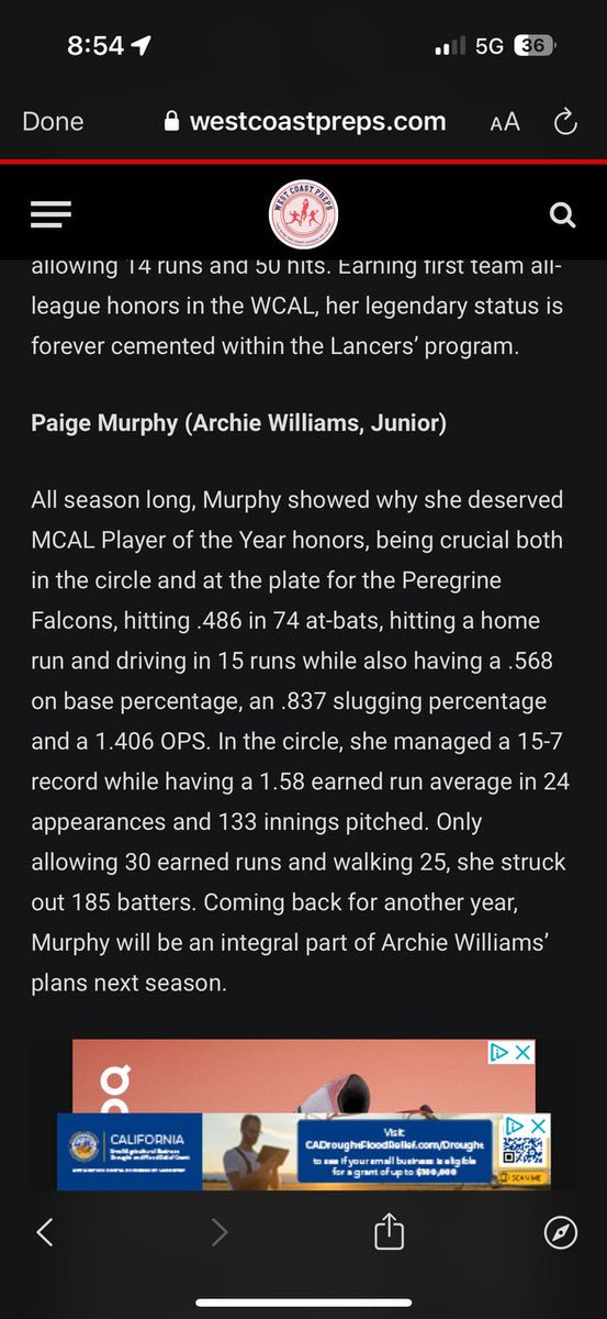 PaigeMurphy2025's tweet photo. Thank you so much @westcoastpreps_ for the recognition! https://t.co/6sUstwLIMW