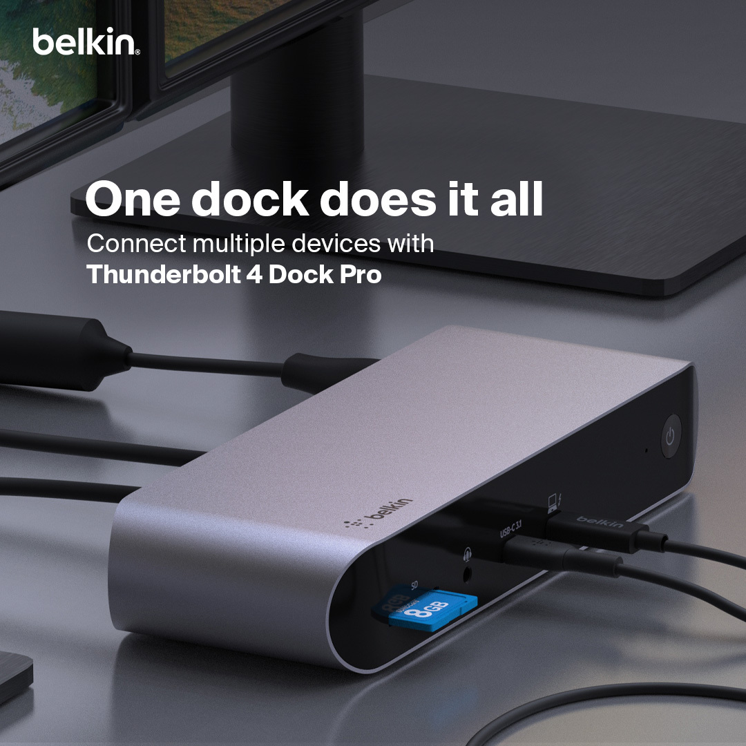 belkin_india's tweet image. This multifunctional dock provides various features in one device. Power your laptop, connect multiple devices, and transfer files at lightning speed. The Belkin Thunderbolt 4 Dock Pro is a game-changer. 

#workstation #dock #multidevice #belkin