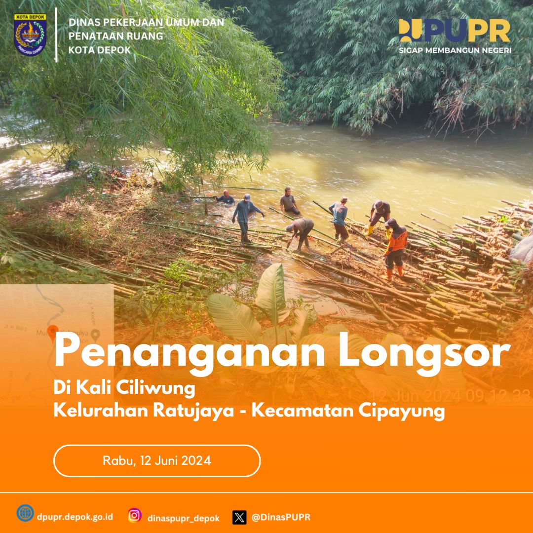 Satgas Dinas PUPR melakukan penanganan longsor bambu, di Kali Ciliwung, Kelurahan Ratujaya, Kecamatan Cipayung, Rabu (12/06/2024).

Upaya yang dilakukan yaitu dengan pemotongan bambu 1 per 1 secara manual, menggunakan golok/kapak/gergaji.

cc : <a href="/pemkotdepok/">PEMERINTAH KOTA DEPOK | #AyoPakaiMasker</a>