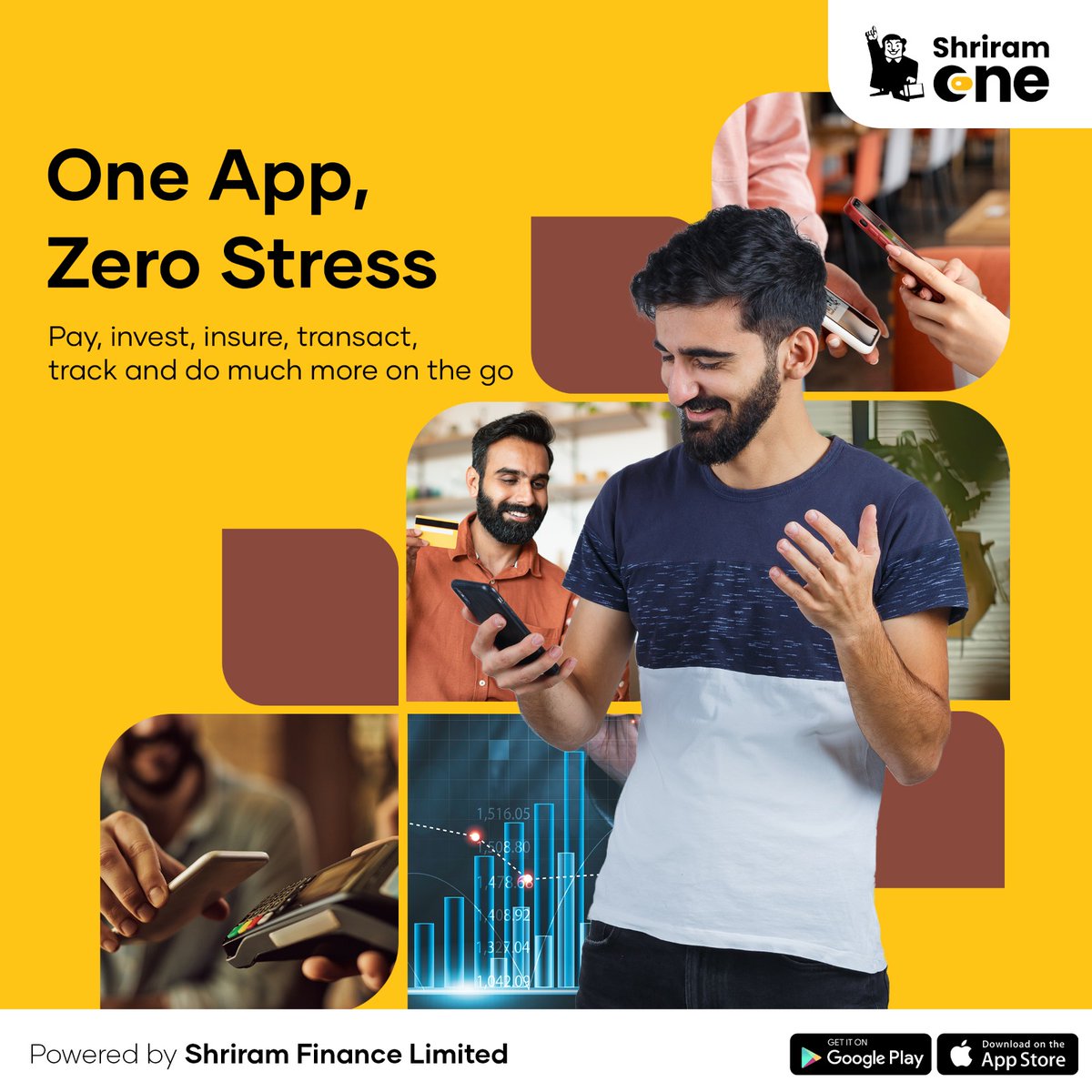Shriram_One's tweet photo. Experience a stress-free life with Shriram One! 📱✨ Say goodbye to juggling multiple apps and hello to seamless simplicity. From banking to shopping, it's all in one place! #ShriramOne #OneAppZeroStress #ShriramFinance https://t.co/TZK8YSRbJd