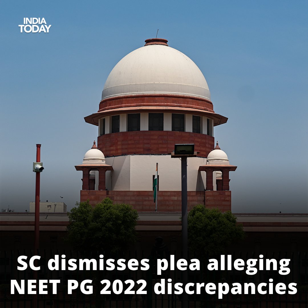 IndiaToday's tweet photo. Supreme Court dismissed a plea alleging discrepancies in the NEET PG exam held in 2022 for admissions to medical sciences post-graduate courses and requesting disclosure of answer keys and answer sheets.
Read in detail: https://t.co/FhfTGaO14v
#NEET #SupremeCourt #NEETPG2022 #NEETPG