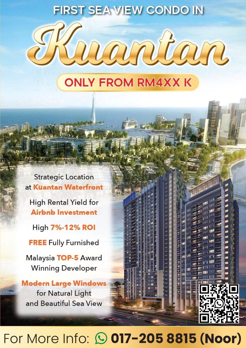 ciknoorproperty's tweet photo. New launching project by Exsim Developer (Award Winning Developer) at Kuantan.

💥Seaview unit.
💥1+1 to 3 bedrooms.
💥Hotel concept development.
💥Top notch facilities.
💥ROI up to 12%.
💥From RM4xx,xxx.

You buy, we help you to manage your property.

#kuantan #exsim #property https://t.co/LouWfjEted