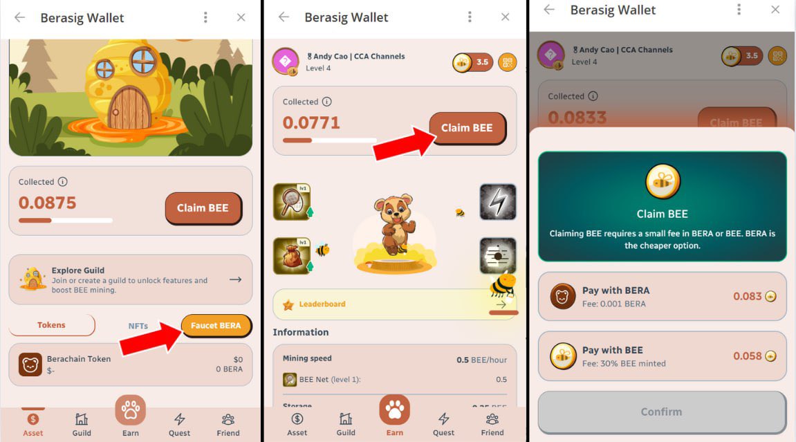 LeeNhung6's tweet photo. BeraSig Wallet - Đào coin free trên Telegram (Bera Chain)

🔥 Kèo mới toanh tương tự HOT Coin, là game đầu tiên trên Bera Chain. Dự án làm khá đẹp và bài bản, được support bởi Bera Chain. Cày sớm lấy lợi thế, vì con này mình đoán sẽ fomo sớm thôi🔥
 
📌Link tham gia: https://t.co/xOpxkUWmZU
✅ Tạo ví mới như HOT (con này dùng ví riêng chứ ko connect)
✅ Claim $BEE hằng ngày (Mỗi lần claim sẽ tốn fee là BEE hoặc đồng $BERA)
✅ Kiếm $BEE hôm sau quy đổi Token $SUGER

Một số tính năng 
🔹 Vào mục "Asset" Chọn "Faucet BERA" để claim $BERA làm gas
👉8h được faucet 1 lần
🔹 Mục "Quest" - Làm nhiệm vụ kiếm BEE
🔹 Mục "Friend" lấy link mời bạn (mặc định tối đa 10 ref, muốn thêm phải nâng cấp)

➡️ Chơi được cả trên điện thoại và máy tính