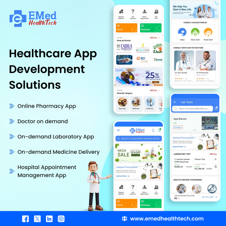 EmedHealthtech's tweet photo. Transform #patient care with our #Healthcare App Development Solutions! From online #pharmacy and #doctor on-demand to medicine delivery, appointment management,and lab services – we’ve got you covered
https://t.co/gtj7fEb6lH
#ePharmacy #onlinepharmacy #labapp #emedhealthtech https://t.co/8NgdWMVnZt