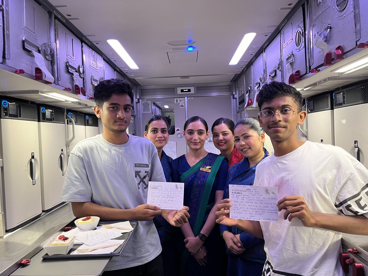 railstech11's tweet photo. Dear Crew of Air India Flight AI587,
Iam writing to express my sincere gratitude for the outstanding service provided during my recent flight. I wud really like to thnk Naiya nd crew who made this jrny so spcl nd an end to unfrgtble experience Thank you @airindia #AI350  #aicrew https://t.co/MxvhJTi2n6