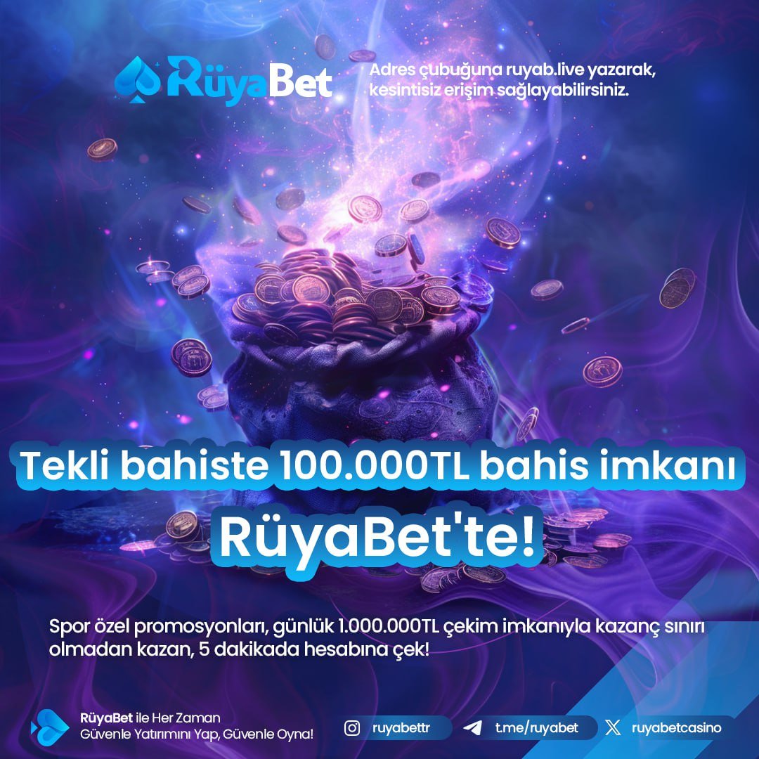 RuyaBetOfficial's tweet photo. 🔖Tek Bahiste Büyük Kazan!🔖

🖥 100.000TL’ye Kadar Bahis İmkanı RüyaBet’te!

🎉Günlük 1.000.000TL Çekim İmkanıyla Kazanç Sınırsız

✅Güvenle Oyna, Büyük Kazan!

➡️ https://t.co/cqDqJpYWQQ https://t.co/lZjmwiFynZ