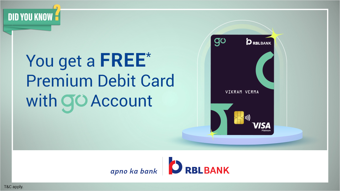 rblbank's tweet photo. Get a free* Premium Debit Card with your GO Savings Account and Unlock a world of maximum benefits. T&C apply.
Open Now - https://t.co/qRgcsQnwLi
#GOAccount #ZeroBalanceAccount #RBLBank #ApnoKaBank https://t.co/yl4OgN5jGI
