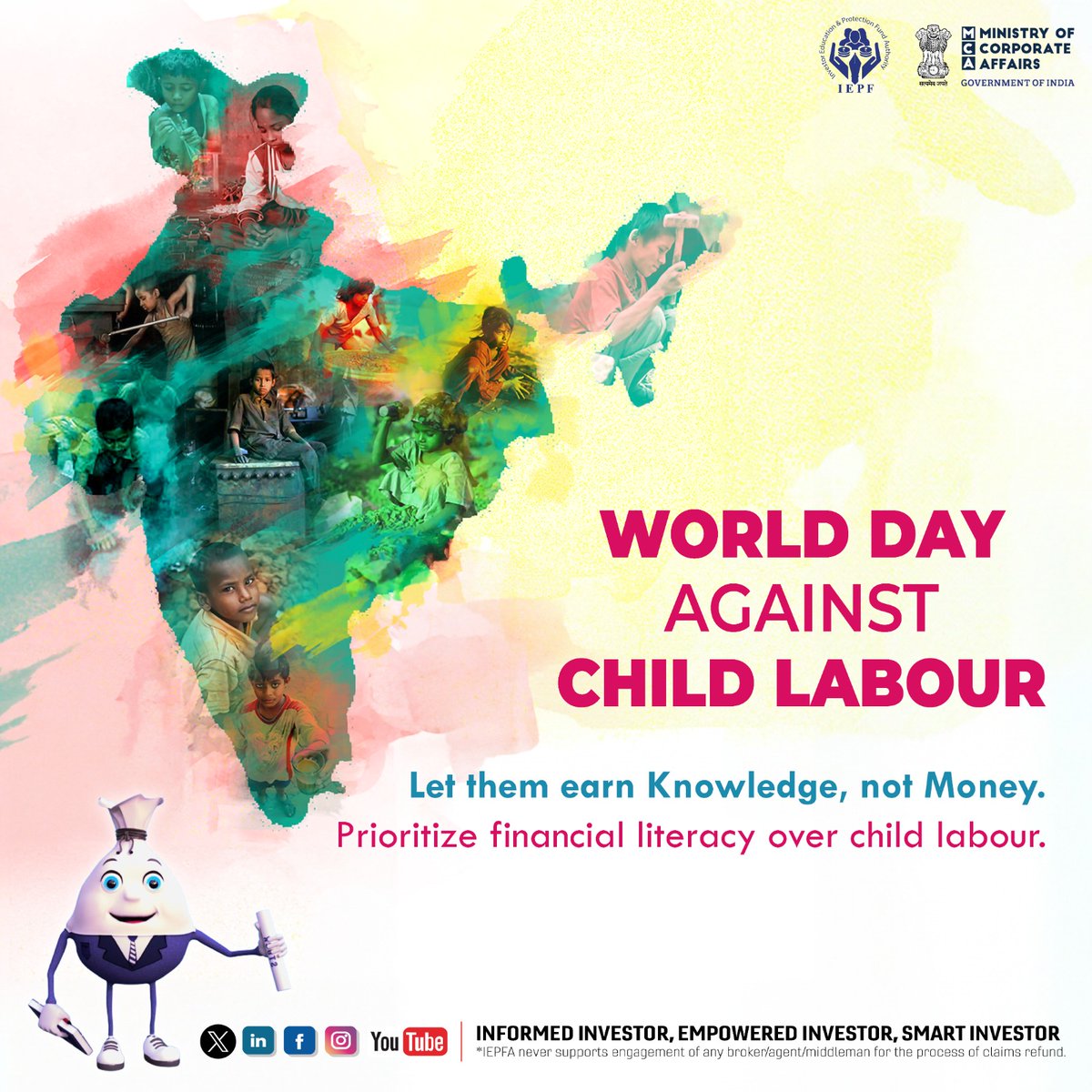 authorityiepf's tweet image. Today, on the #WorldDayAgainstChildLabour, let us remember that children’s hands are too small to work, while their minds are eager to learn. Let’s unite to promote #financialliteracy over #childlabour and pave the way for a brighter future for our children and society.

#IEPFA…