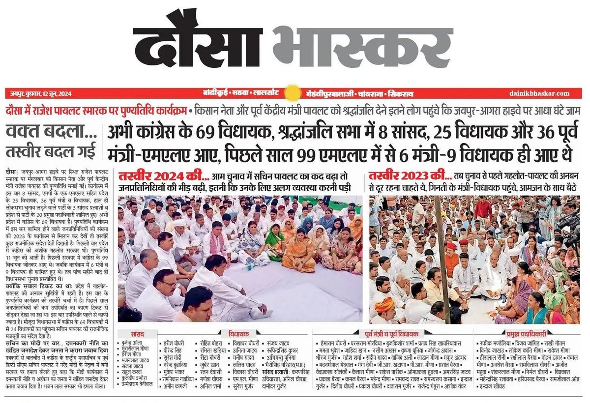 samaysingh7690's tweet photo. #दौसाभास्कर 
@SachinPilot https://t.co/s33u6CLpc8
