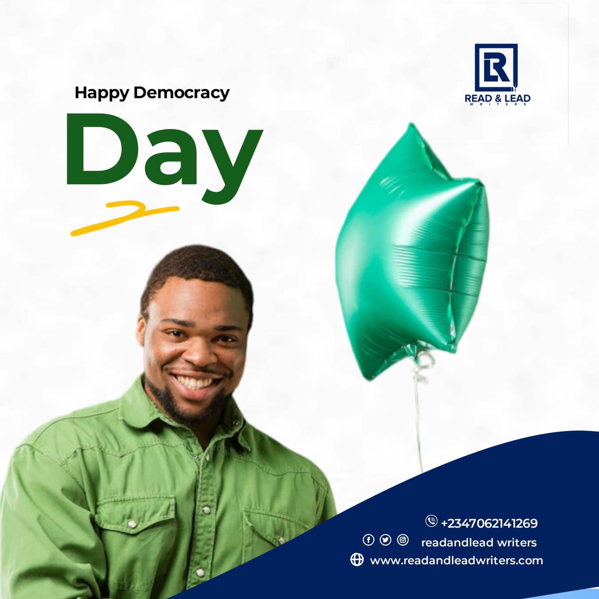LeadWriters's tweet photo. Happy democracy day to all Nigerians.
Remember,only Nigerians can build nigeria.
Let’s build our nation.
#democracy #DemocracyDay #Readandleadwriters #writersinph #BookWritingservices #proposalwriter #bookrecommendations #ProposalWriting #ghostwritingexperts https://t.co/keY8e5YDSw