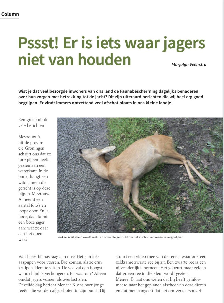 MarjolijnVeens2's tweet photo. Nieuwe column Argus @faunabeschermin
Pssst! Er is iets waar jagers niet van houden!
Geef het ze 😎
#bandejacht #jagers #jacht #faunabeheer #wildedieren https://t.co/HUzFrzhnuL