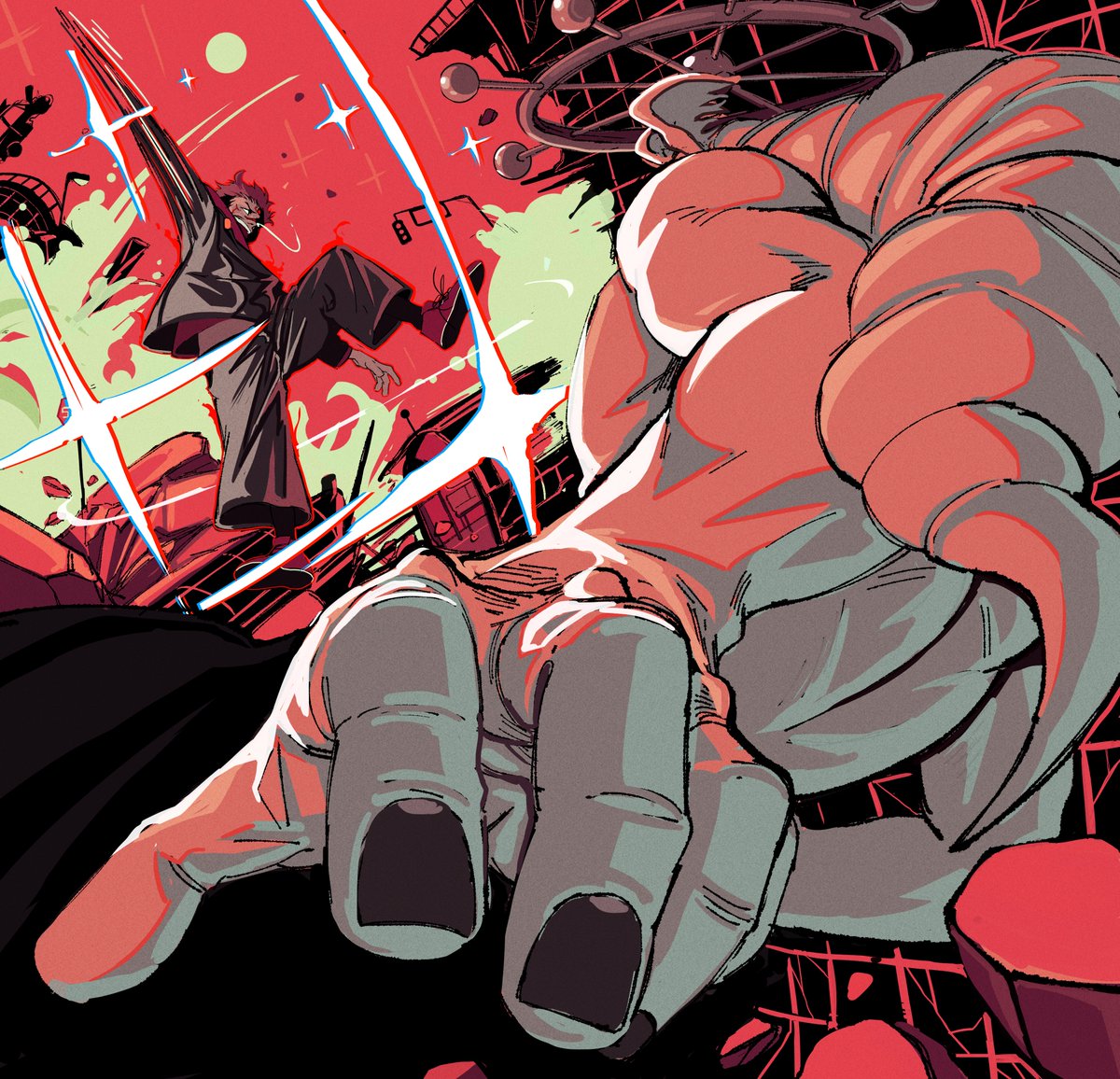 Samaaboi's tweet image. Sukuna vs Mahoraga
Was trying the gpen for coloring