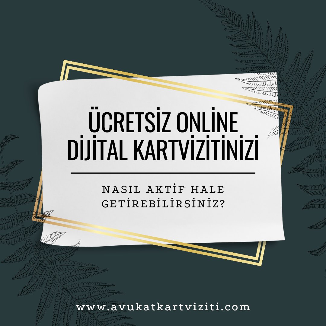 Online Dijital Kartvizitler Avukatlar İçin Tamamen Ücretsizdir. 

Ücretsiz Online Dijital Kartvizite Sahip Olabilmeniz İçin İzleyeceğiniz Adımlar:

👉avukatkartviziti.com/aktivasyon.html

#dijital #kart #kartvizit #business #card #avukat #lawyer #free #ücretsiz #online #onlinekartvizit #web