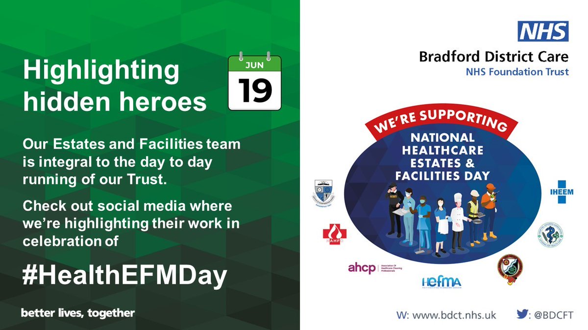 This time next week we will be celebrating and showcasing our Estates &amp; Facilities staff and the roles they have as part of the National E&amp;F Day 2024.  
We are all the NHS 😀 
#HealthEFMDay <a href="/BDCFT/">BDCFT NHS</a> <a href="/InspiringTF/">Inspiring the Future</a> <a href="/BdcftSustain/">BDCFT_Sustainability</a> <a href="/BdcftM/">BDCFT Maintenance</a> <a href="/NHS/">@NHS</a> <a href="/HealthCareersUK/">NHS Health Careers</a>