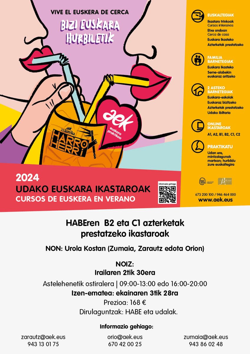 C1 maila atera nahi baduzu, uda honetan zatoz AEKra! Irailerako ikastaro trinkoa antolatu dugu. Eman izena ekainaren 28a baino lehen. Hementxe duzue lotura: 
nextcloud.aek.eus/index.php/apps…