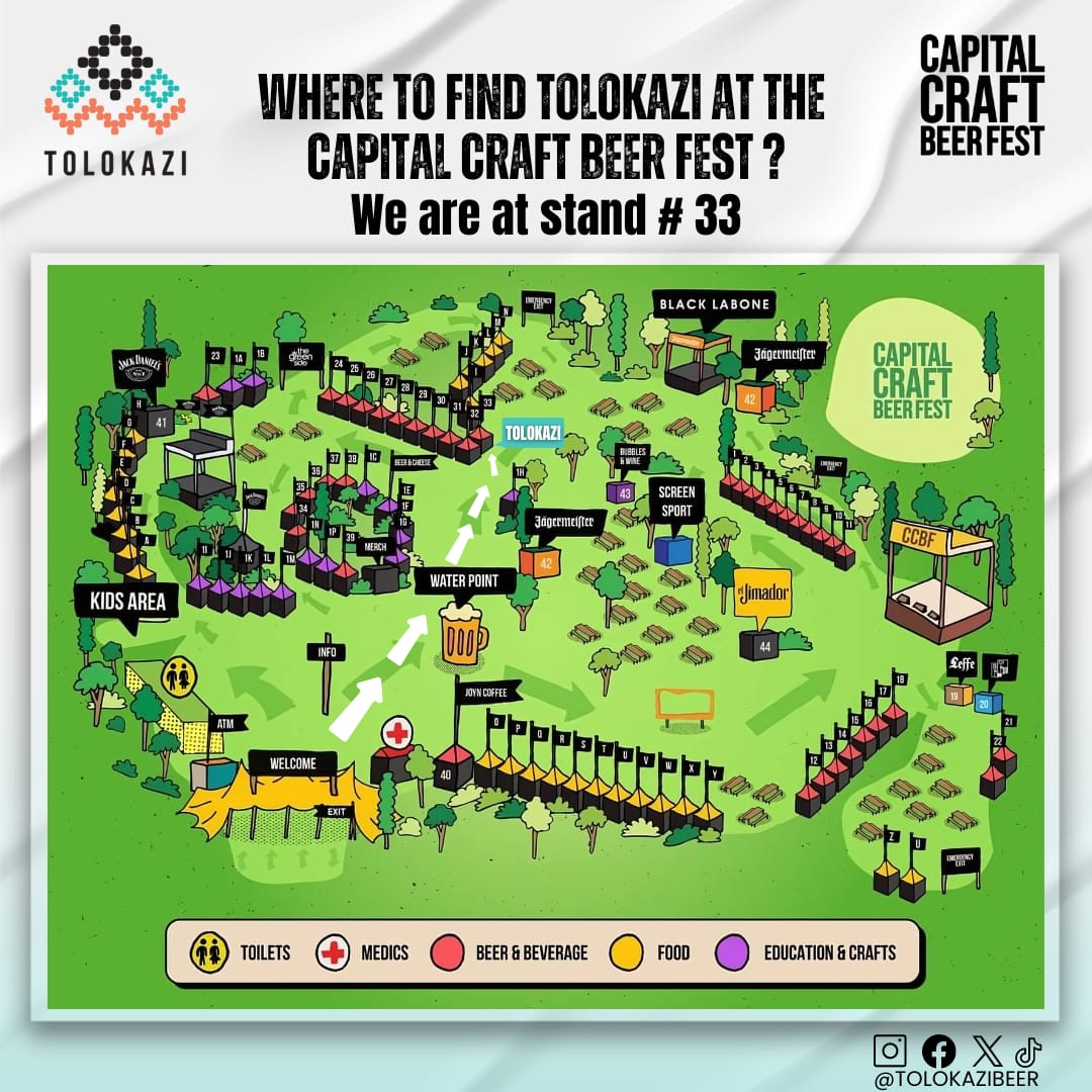 Tolokazi Premium Beer & Cider (@tolokazibeer) on Twitter photo With so many options at <a href="/capitalcraftpta/">Capital Craft</a> Beer Festival this weekend, we thought to make it easier for you to find us
Come try out our Lager, Pale Ale, Rooibos & Berry Cider, Marula Cider and Mqombothi π»π»
Tolokazi Phakama Bakubone eTshwane!!
#ccbf24 #tolokazi
#beerfestival With so many options at <a href="/capitalcraftpta/">Capital Craft</a> Beer Festival this weekend, we thought to make it easier for you to find us
Come try out our Lager, Pale Ale, Rooibos & Berry Cider, Marula Cider and Mqombothi π»π»
Tolokazi Phakama Bakubone eTshwane!!
#ccbf24 #tolokazi
#beerfestival