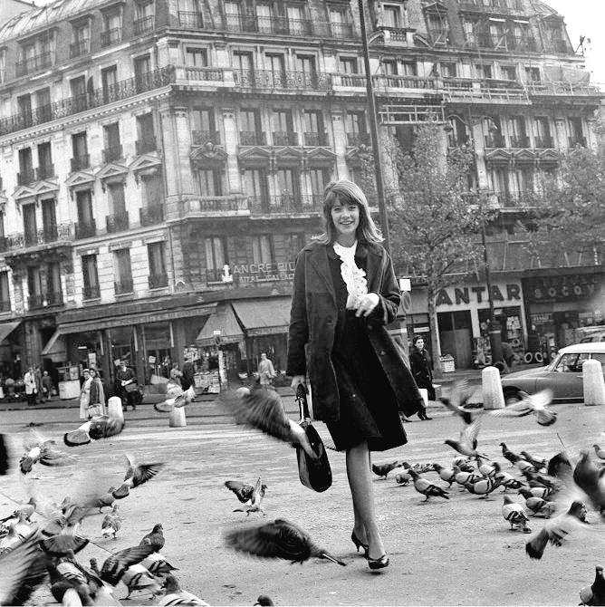 Bonjour. 😥🌹

Roger Kasparian. 
Francoise Hardy parmi les pigeons 
1962. Paris