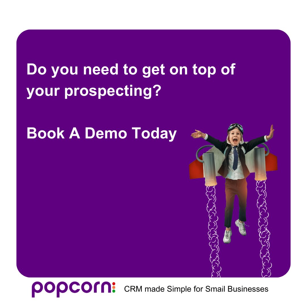 CRM made simple!  Popcorn gives small businesses the essential tools to track, manage, and convert prospects faster. Boost your sales! 

Book a demo today: 
popcorncrm.co.uk/customer-suppo…

#businessgrowth #software #sales #automation #marketingtips #marketing #businesstips