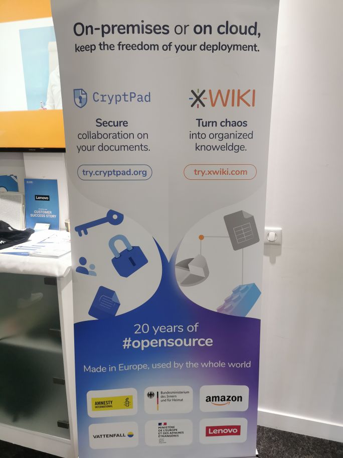 XWiki's tweet photo. Greetings from #OW2con’24! Last chance to drop by our stand and chat with us about secure collaboration and knowledge management!
Don’t miss @aubincleme and Fabrice’s talks on openDesk and on CryptPad for research and education! https://t.co/3b9mwjaDeM