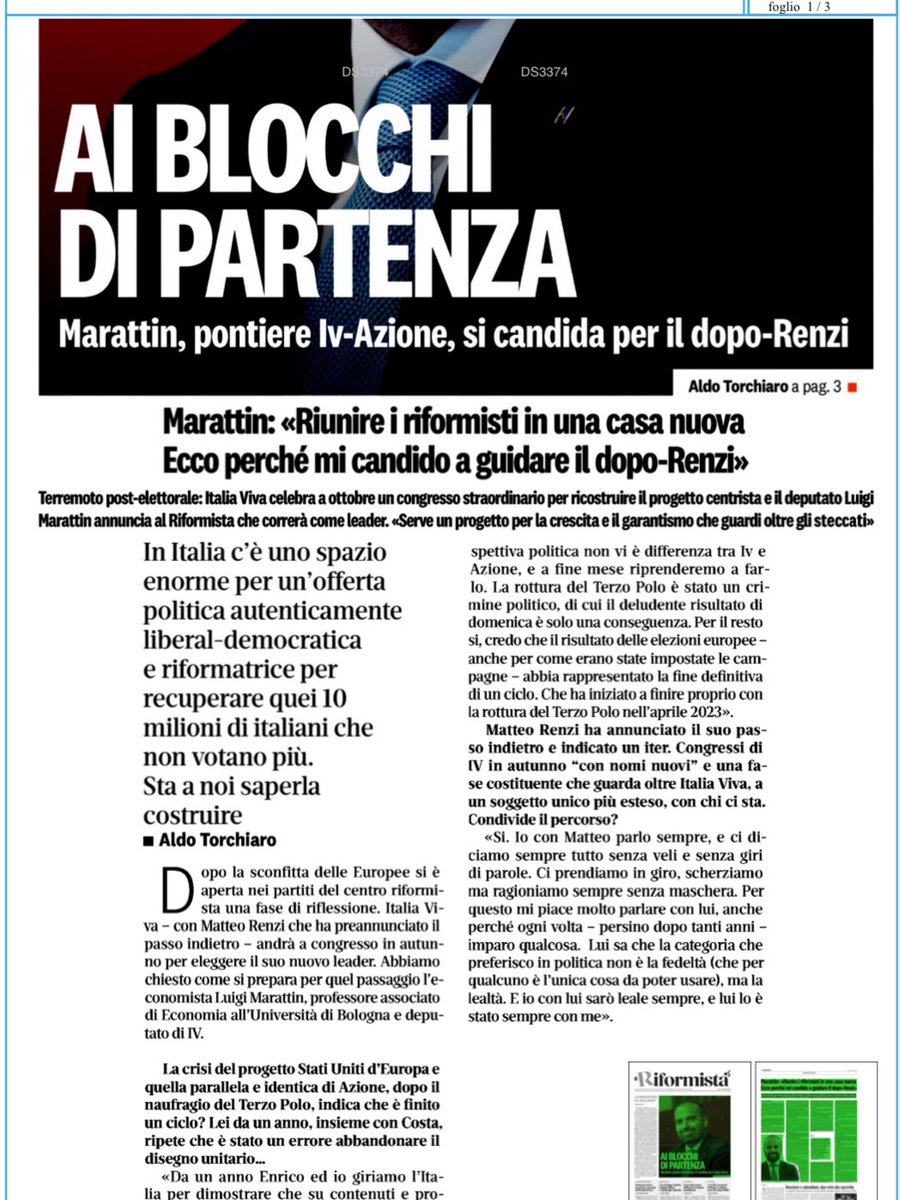 marattin's tweet photo. La mia intervista di oggi a @ilriformista. https://t.co/ANACw9tFvA